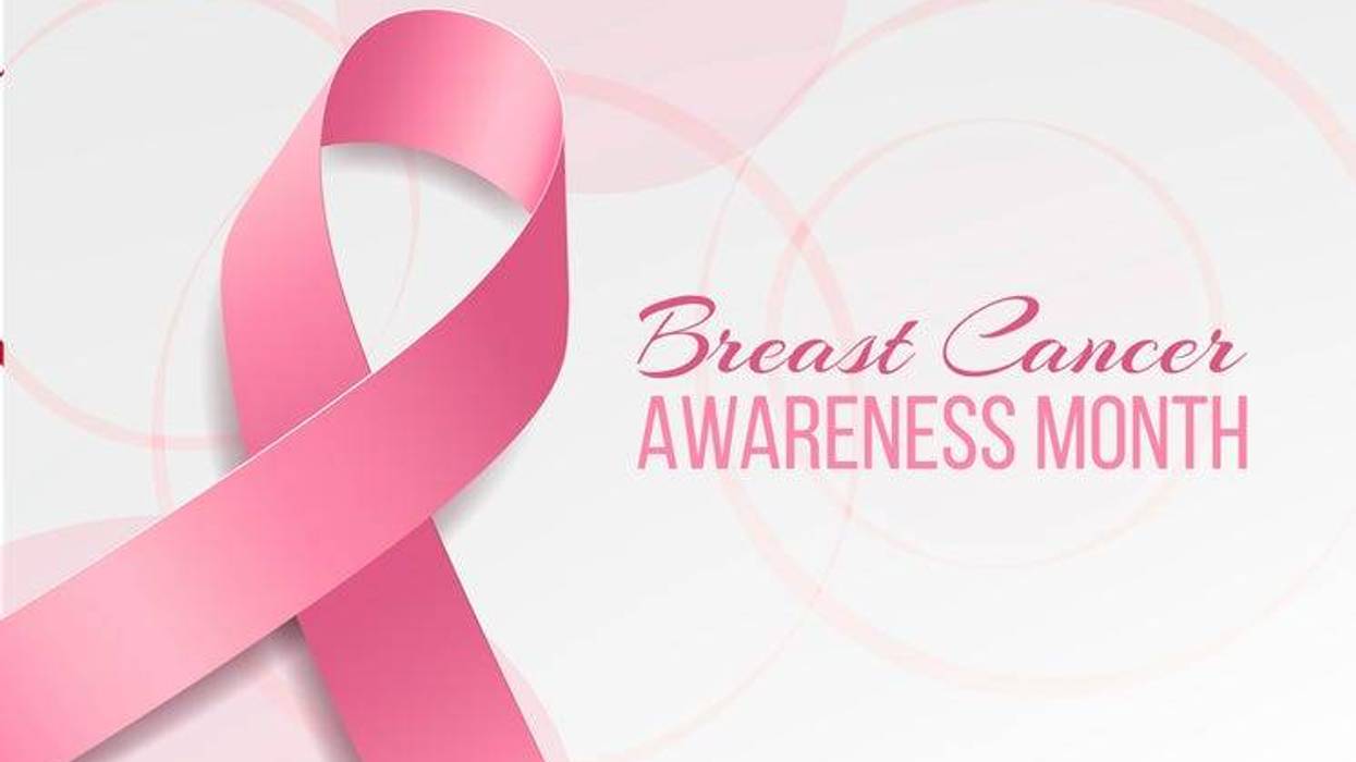 Breast Cancer awareness month. Banner with pink ribbon