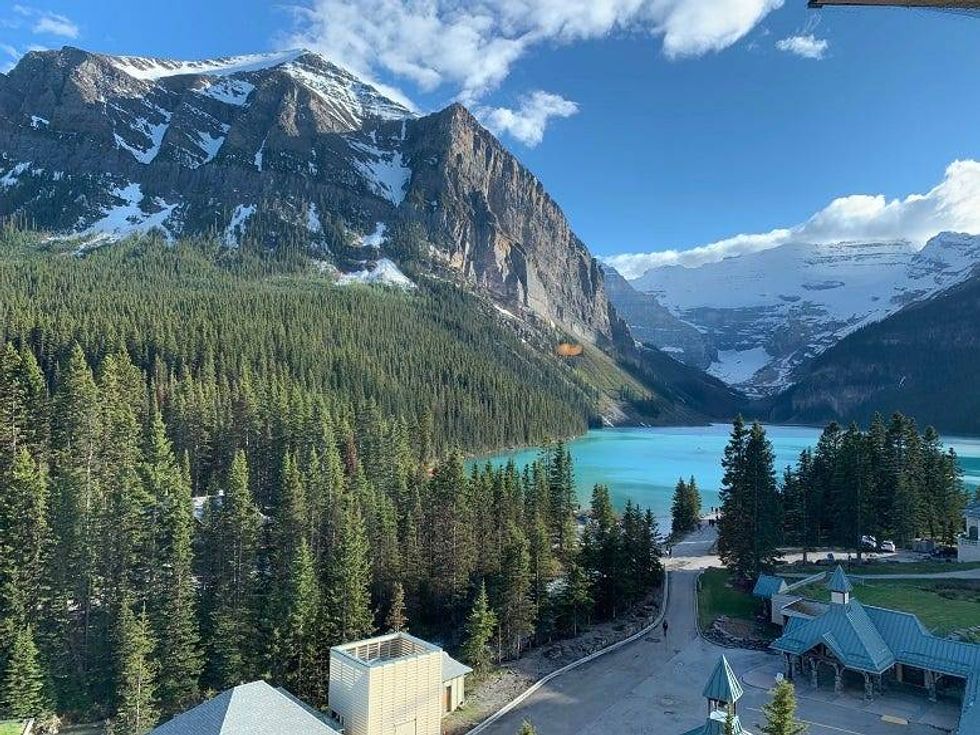 Breathtaking view from our hotel room in Lake Louise