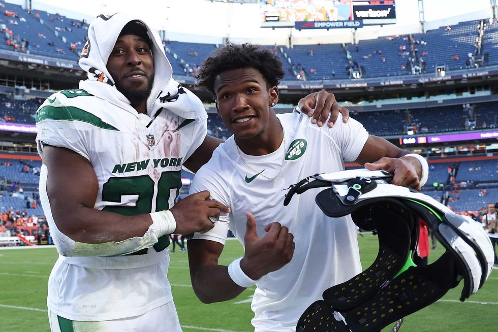 Breece Hall and Garrett Wilson