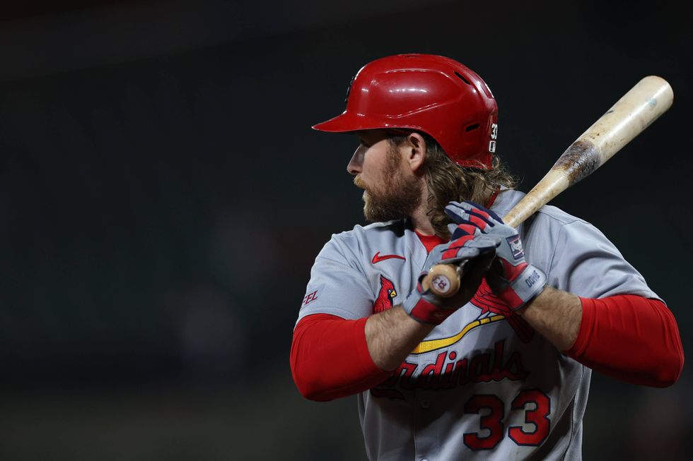 Brendan Donovan #33 of the St. Louis Cardinals bats against the Baltimore Orioles at Oriole Park at Camden Yards on May 28, 2025 in Baltimore, Maryland.