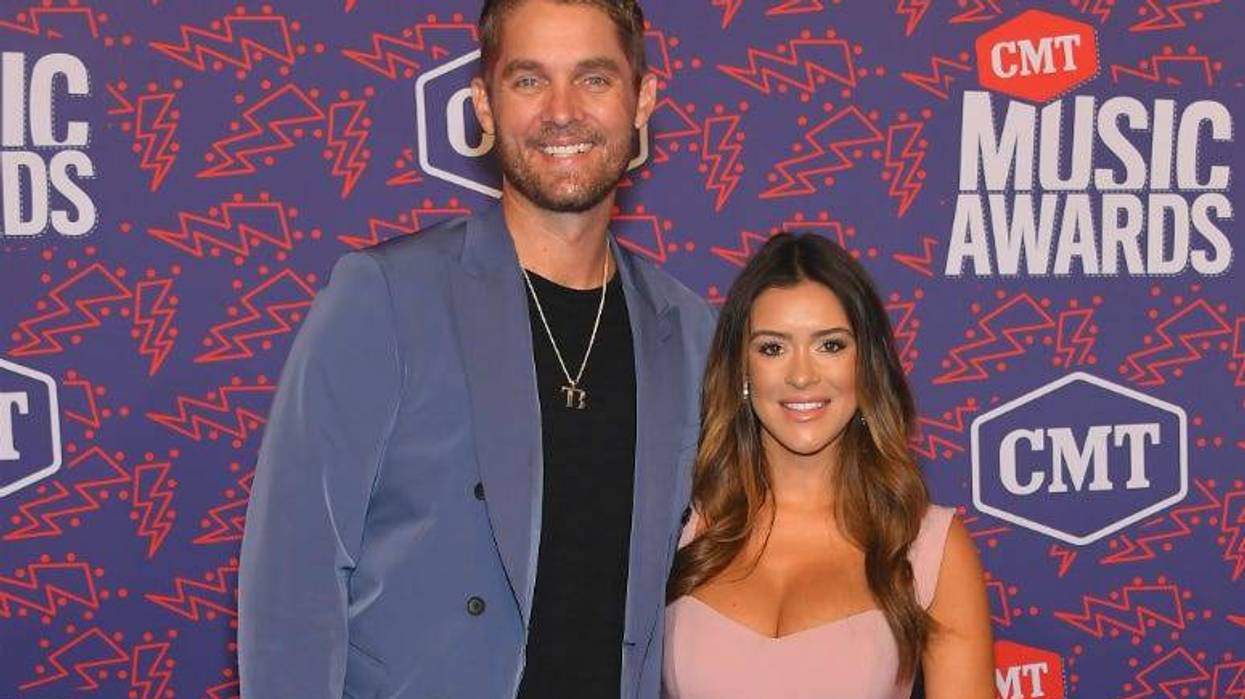 Brett Young and Taylor Mills attend the 2019 CMT Music Awards