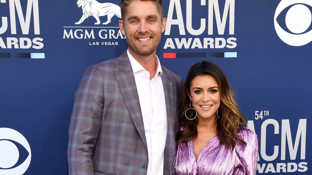 Brett Young and Taylor Mills attend the 54th Academy Of Country Music Awards at MGM Grand Garden Arena on April 07, 2019 in Las Vegas, Nevada.