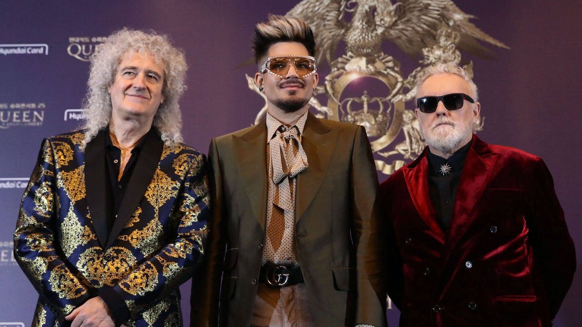 Brian May of Queen, Adam Lambert and Roger Taylor of Queen