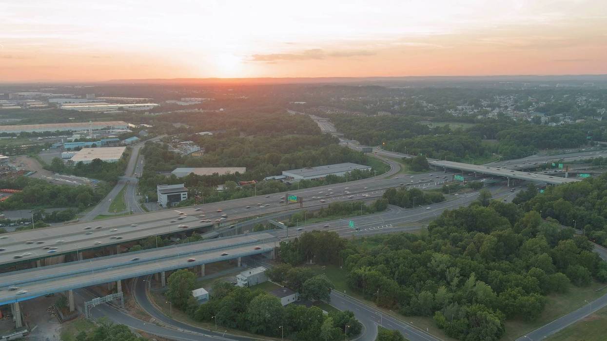 Bridge over Raritan River crossing Garden State Parkway and 9th state road connecting Sayreville and Woodbridge, New Jersey.
