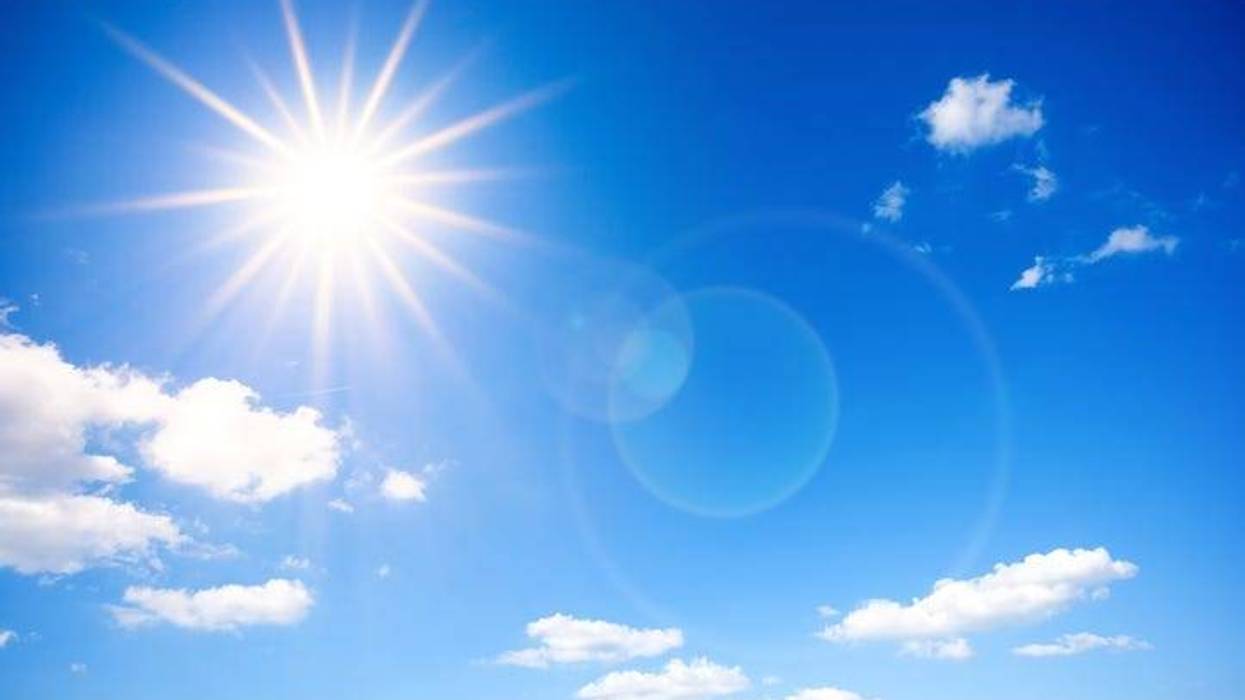 Bright sun on blue sky