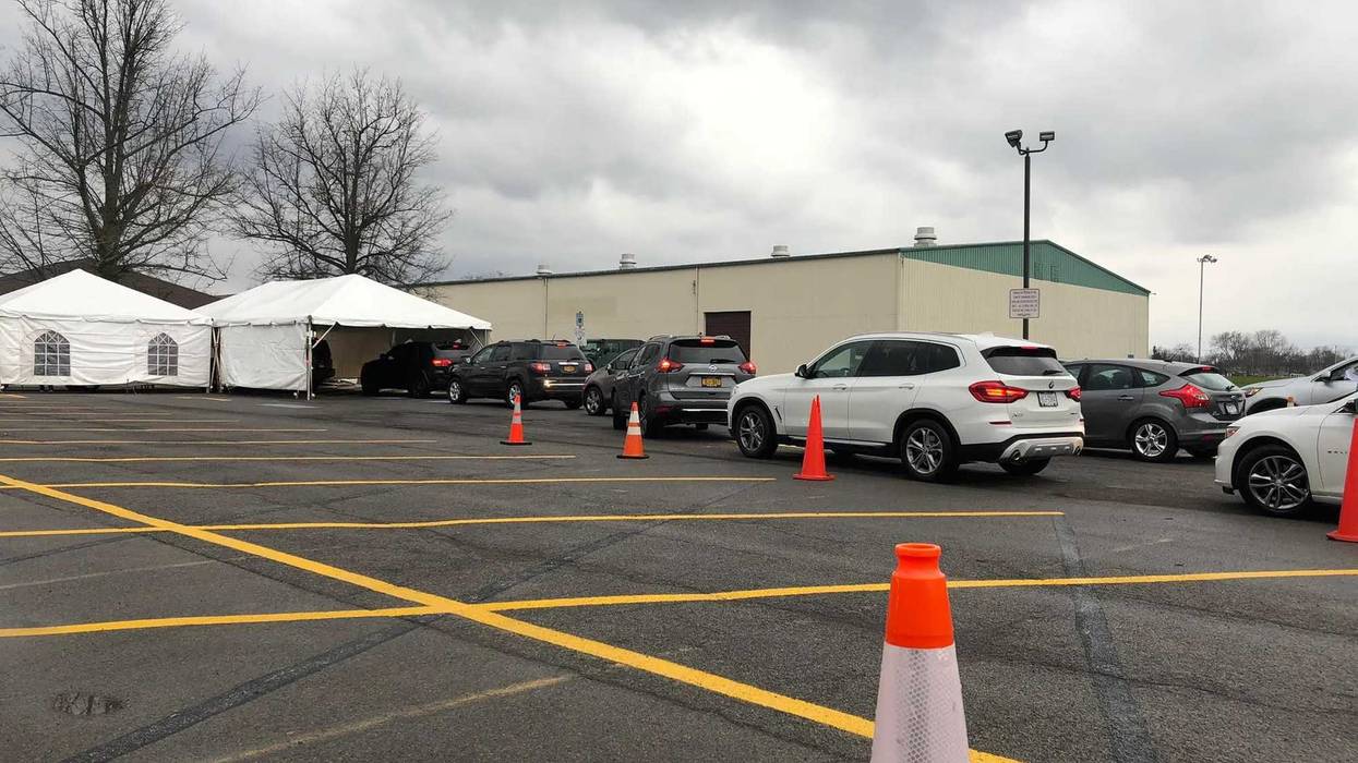 Brighton Eggert Pharmacy COVID-19 testing line, December 2020