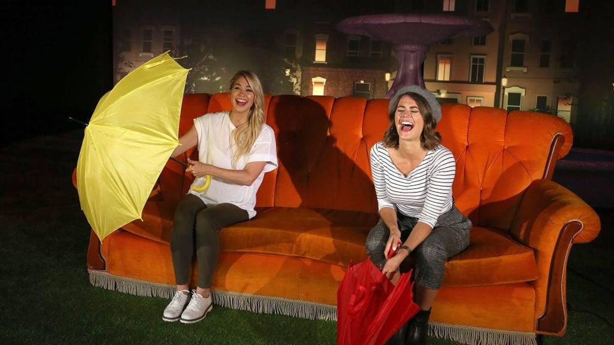 British actresses Sophie Porley (R) and Amanda Clapham attend the opening of Comedy Central UK's FriendsFest at Hillsborough Park on July 7, 2017 in Sheffield, England.