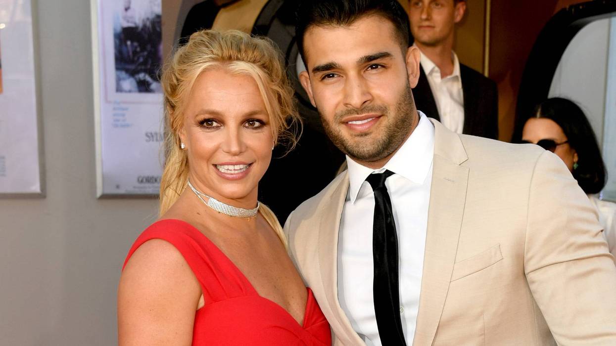 Britney Spears and her now-husband Sam Asghari at an event