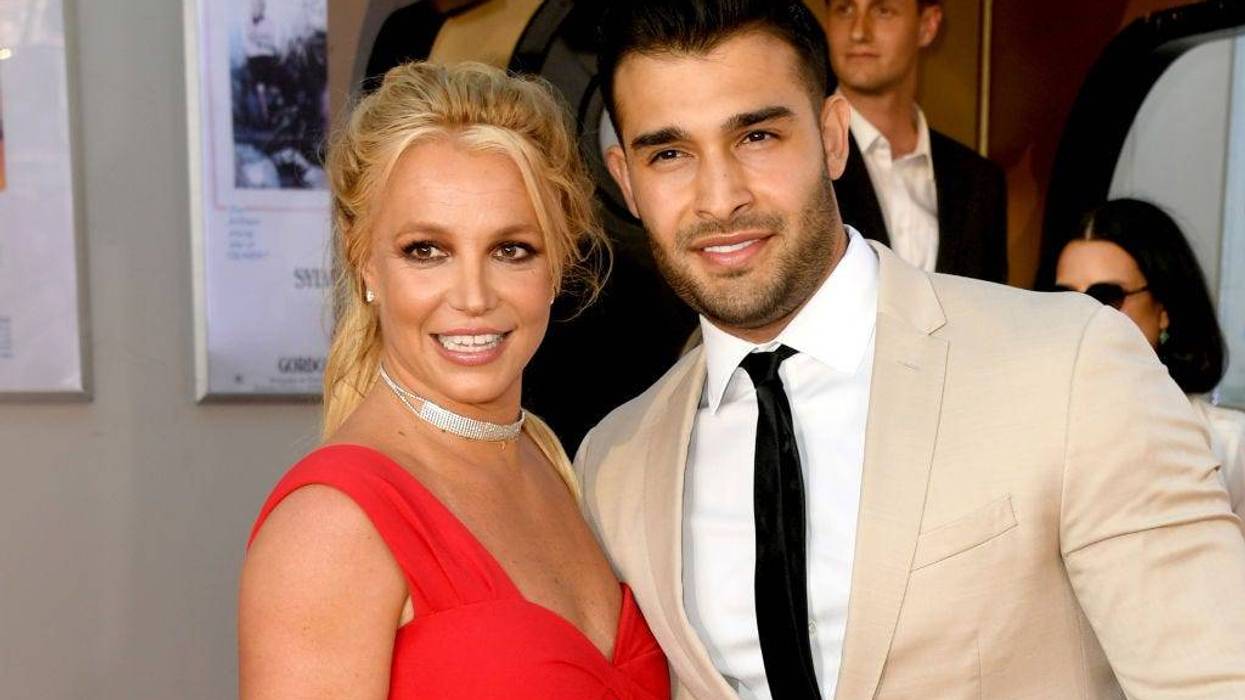 Britney Spears (L) and Sam Asghari arrive at the premiere of Sony Pictures' "One Upon A Time...In Hollywood" at the Chinese Theatre on July 22, 2019 in Hollywood, California.