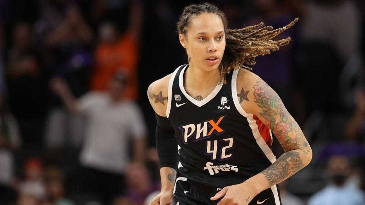 Brittney Griner #42 of the Phoenix Mercury during the first half in Game Four of the 2021 WNBA semifinals at Footprint Center on October 06, 2021 in Phoenix, Arizona.