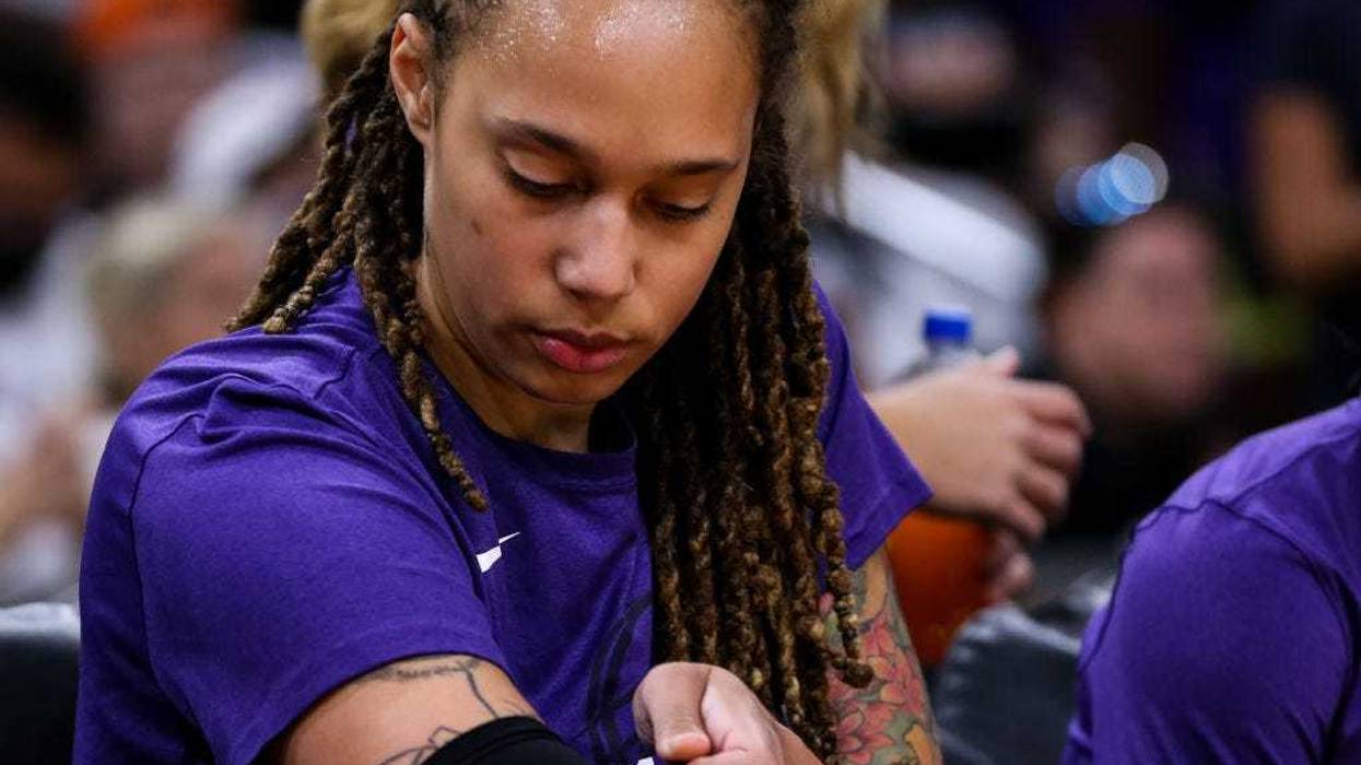 Brittney Griner #42 of the Phoenix Mercury prepares for game 1 of the WNBA Finals at Footprint Center on October 10, 2021 in Phoenix, Arizona.