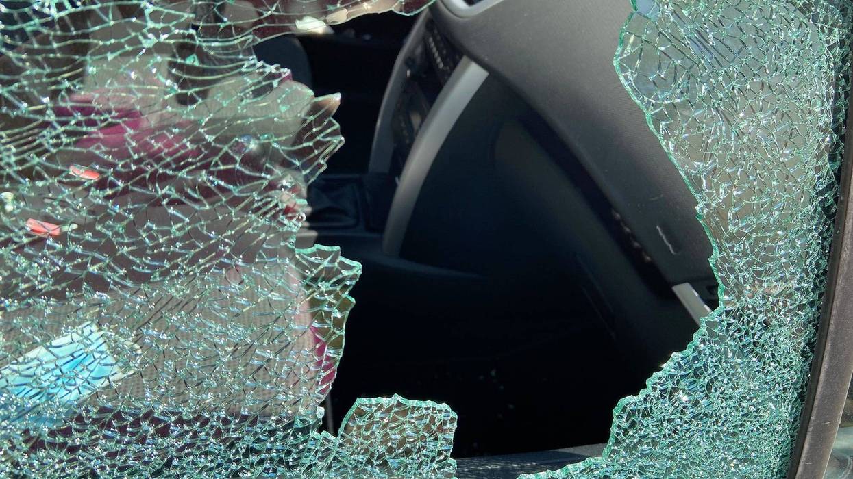 Broken car window following reports of multiple car break ins in Duryea, Pennsylvania