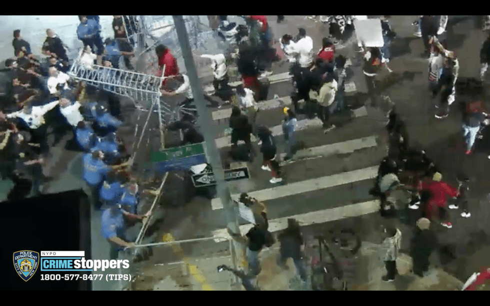 Bronx protesters clashing with police outside of the 46th Precinct.