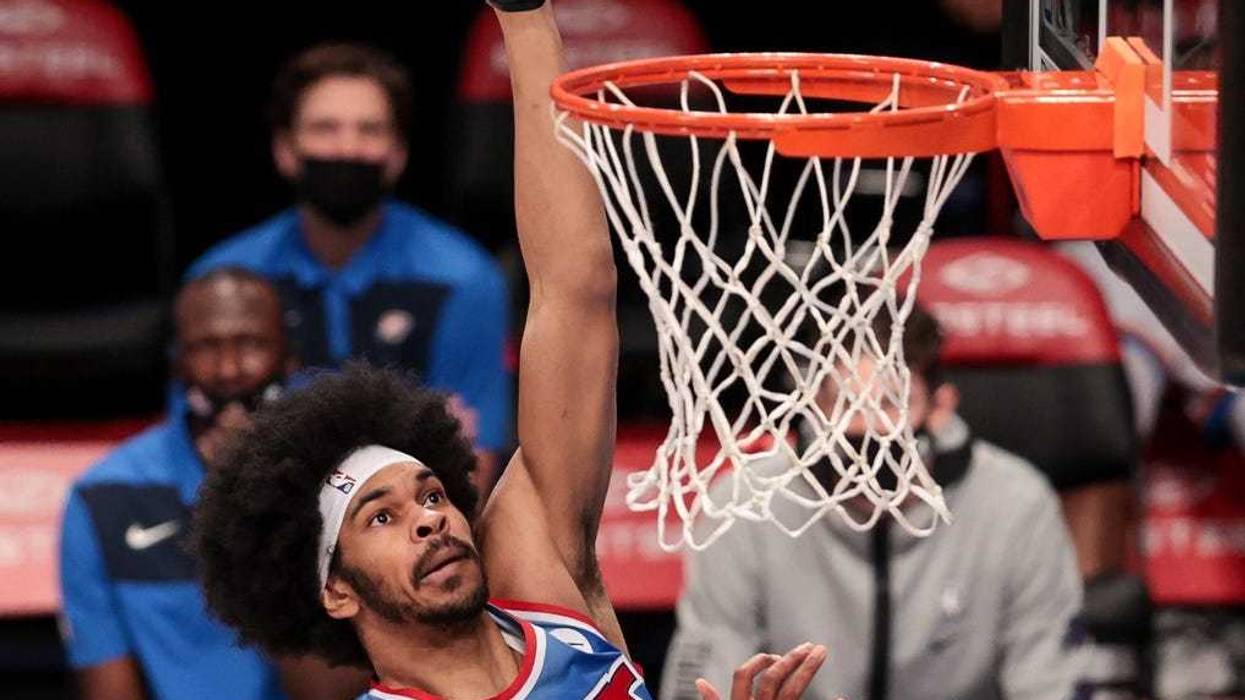 Brooklyn Nets center Jarrett Allen (31) shoots the ball over Oklahoma City Thunder center Al Horford (42) during the second half at Barclays Center.