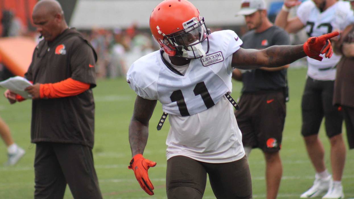 Browns receiver Antonio Callaway practices on Aug. 7, 2018, 2 days following a marijuana citation.