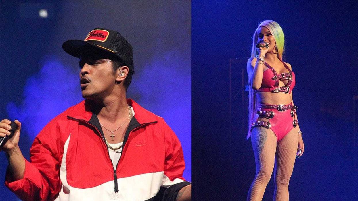 Bruno Mars and Cardi B perform at the Bud Light Super Bowl Music Fest in Atlanta on Saturday, February 2, 2019