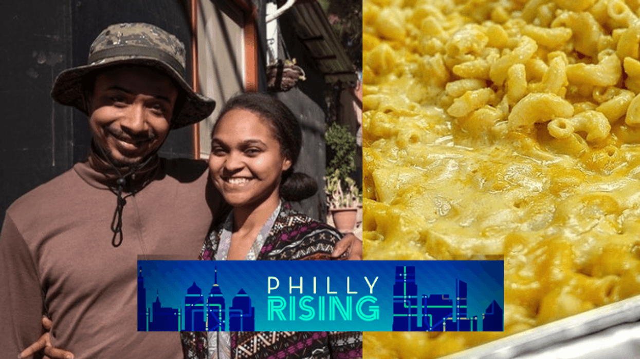 Bryon and Natasha Dockett and their vegan macaroni and cheese.