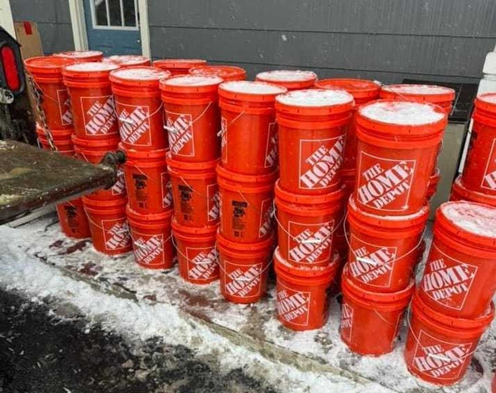 Buckets of rock salt