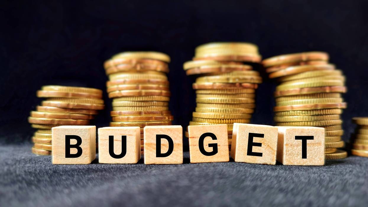 BUDGET text background. Stock photo.