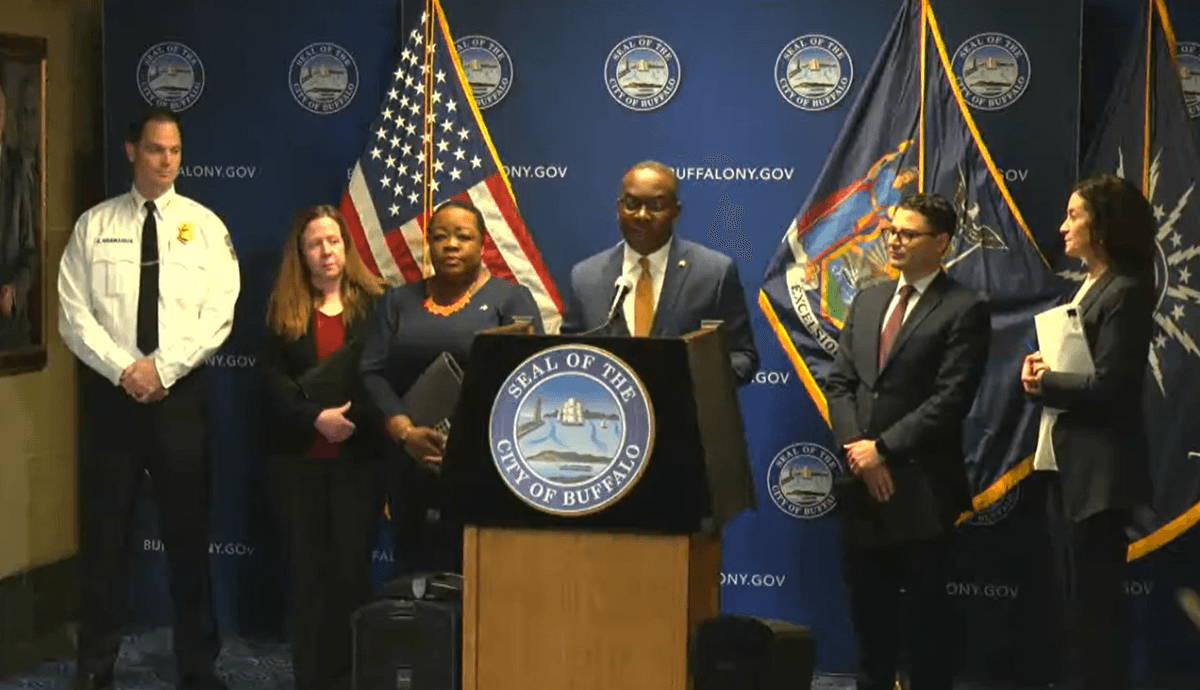 Buffalo Mayor Byron Brown announces a lawsuit the city is filing against members of the firearms industry, including local gun stores, gun manufacturers and distributors, for contributing to the city's gun violence crisis.