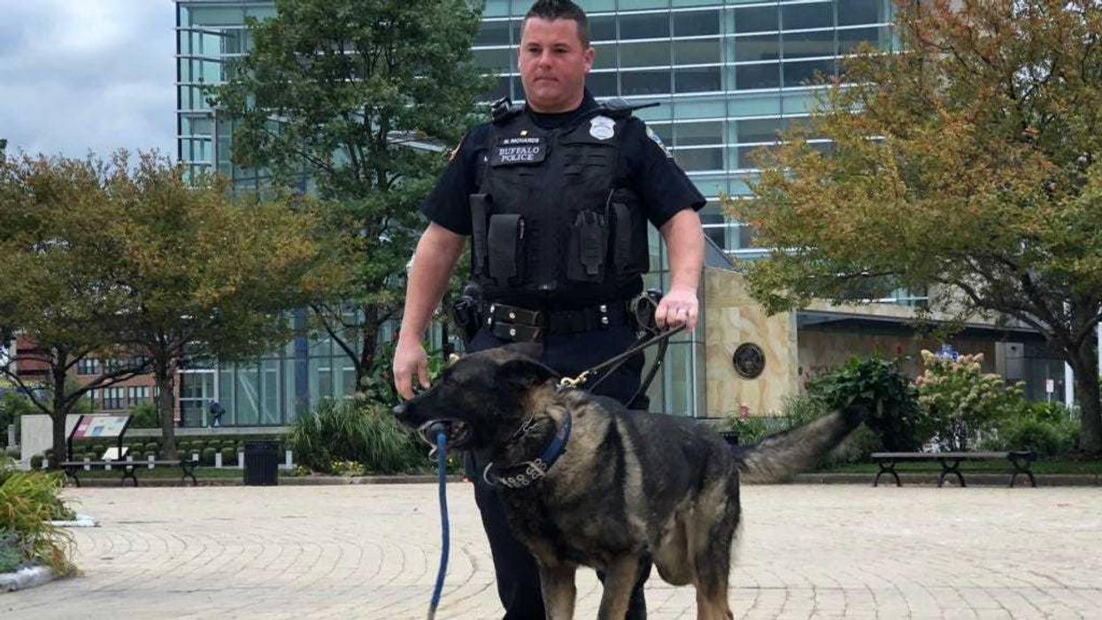 Buffalo Police Officer Matthew Richards with K9 Shield. October 12, 2018
