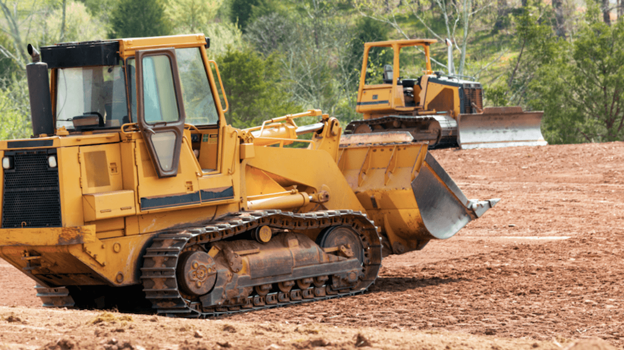 Bulldozer moving earth