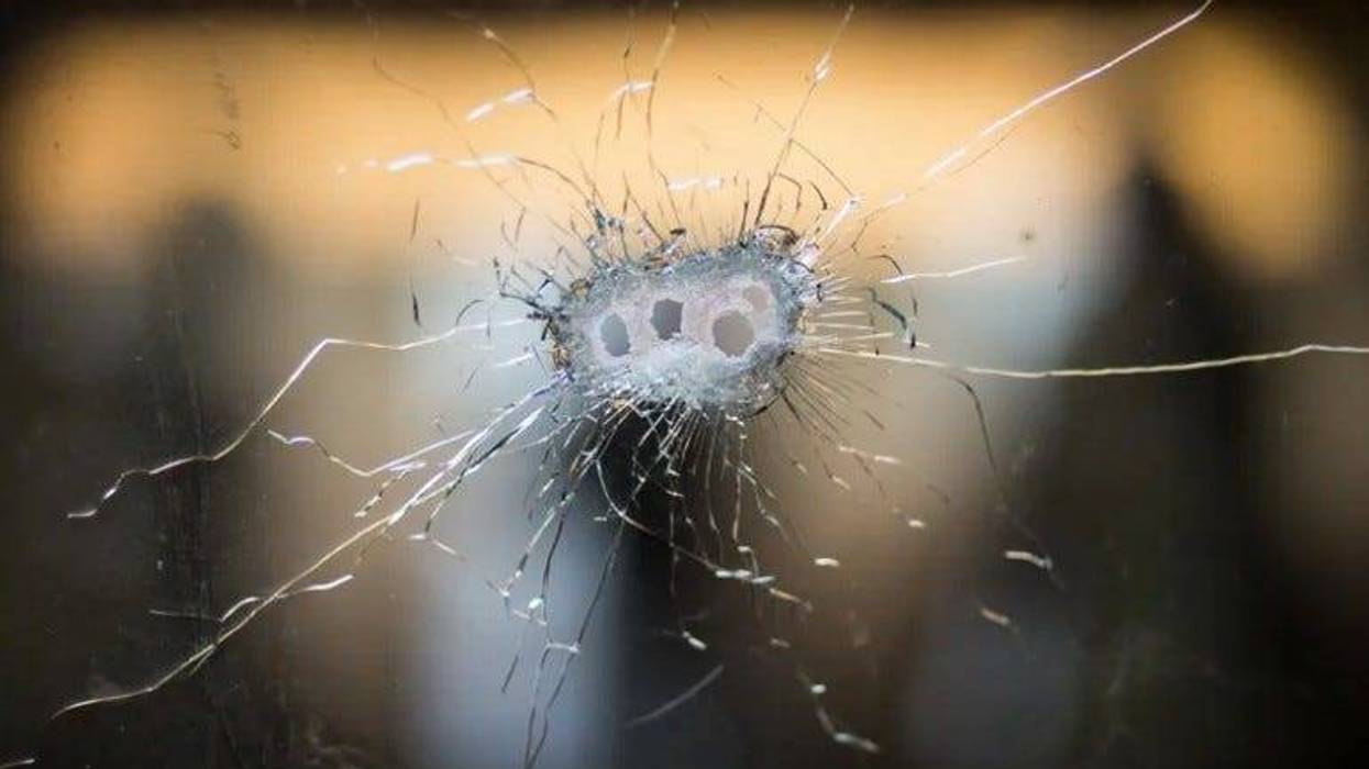 Bullet hole in glass