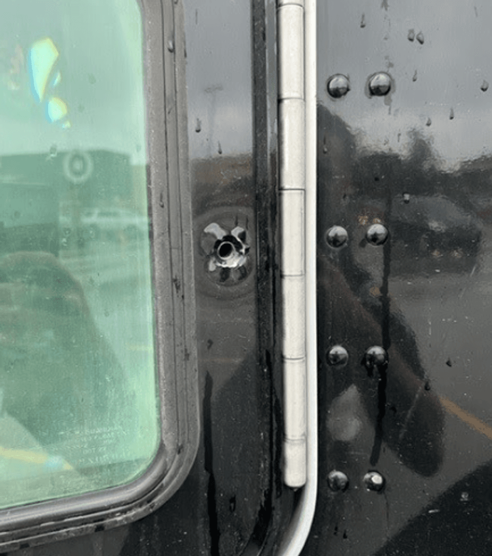 bullet hole in truck