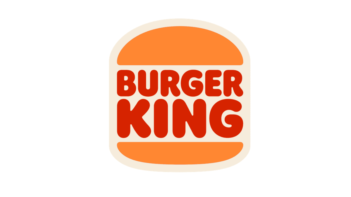 Burger King logo: red 'BURGER KING' text between two rounded orange shapes resembling buns.
