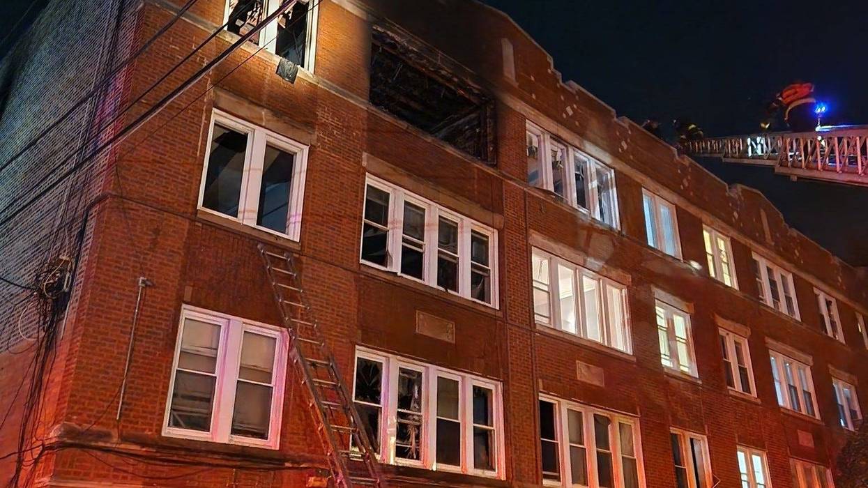 burning apartment building