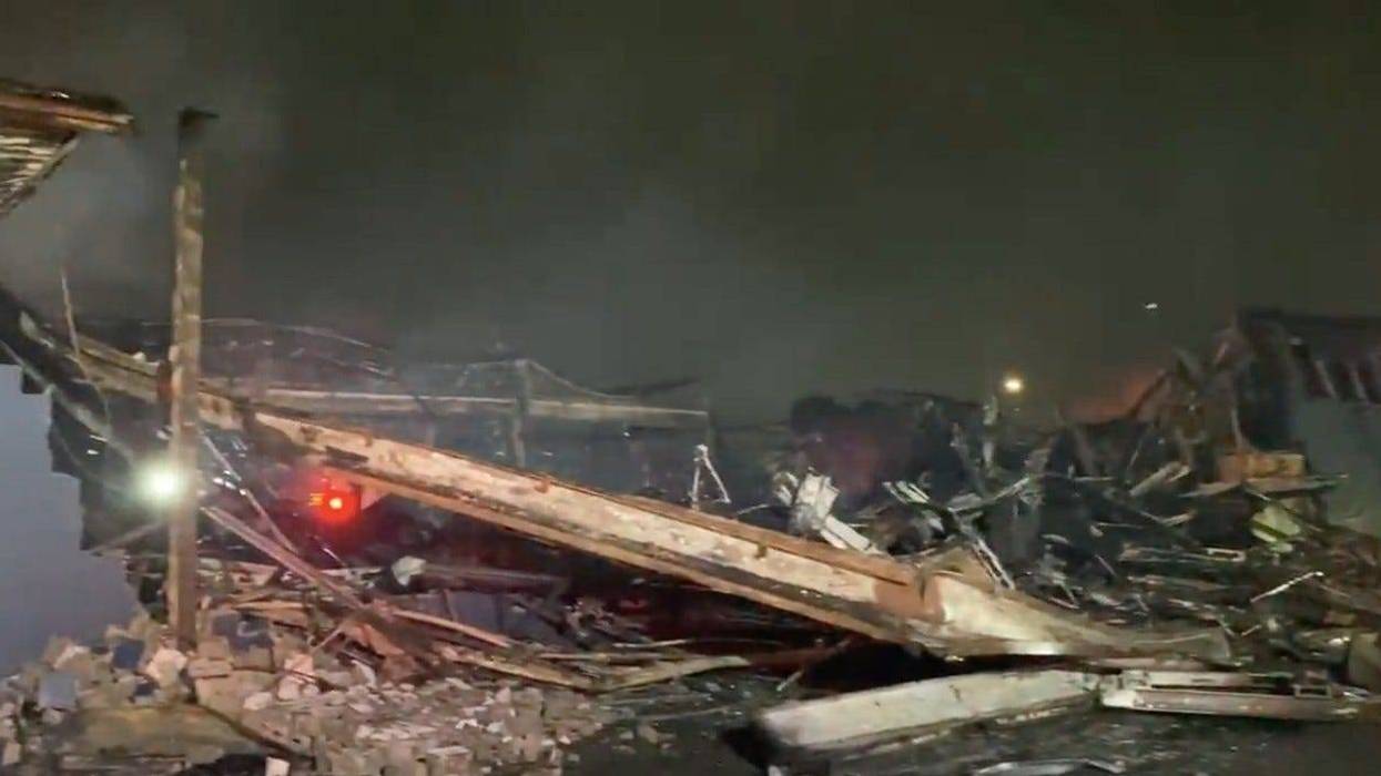 Burnt down warehouse