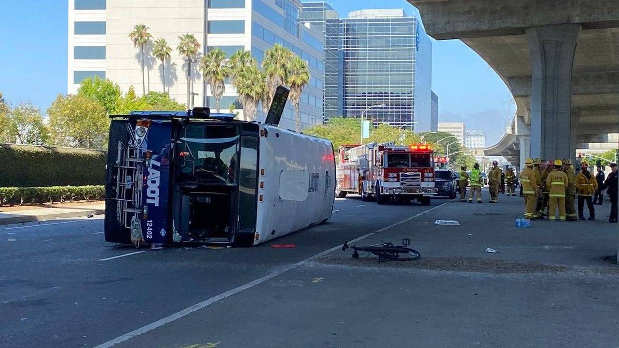 bus turned over