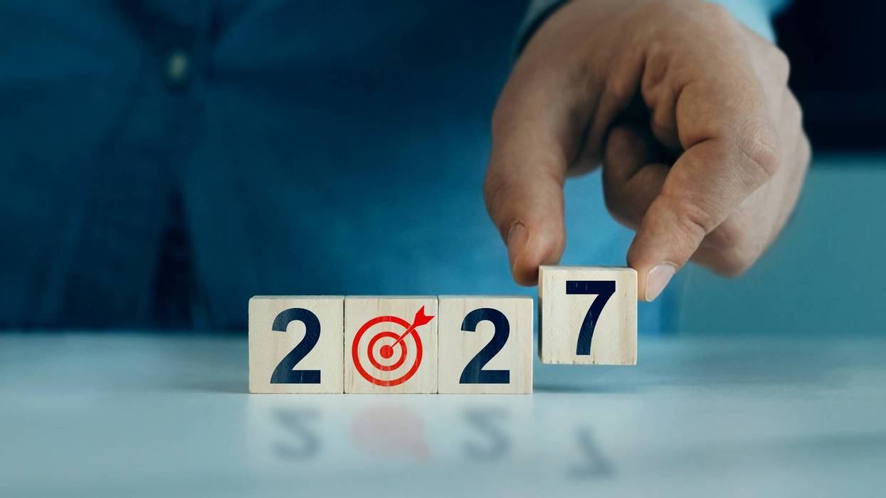 Business plan goal in new year 2027.Development to business success and achievement in 2027 year.New plans,goals and visions.