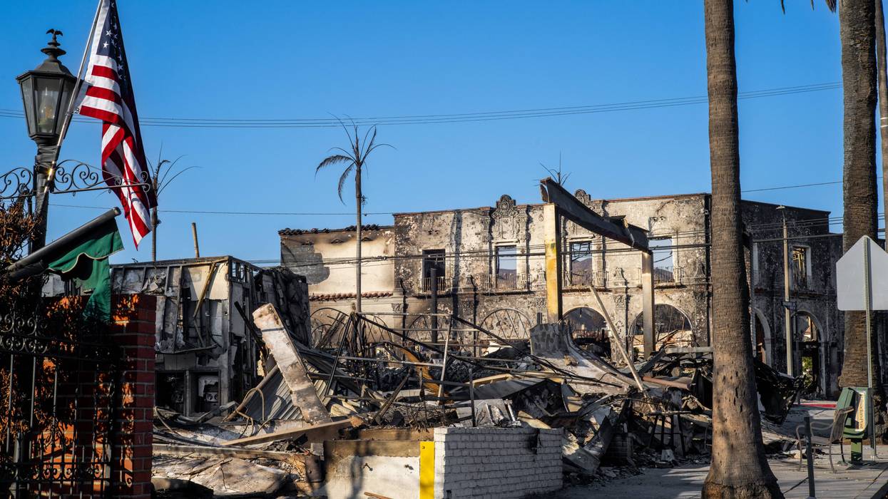 Businesses destroyed by the Palisades fire are seen in the Pacific Palisades neighborhood on January 17, 2025 in Los Angeles, California.