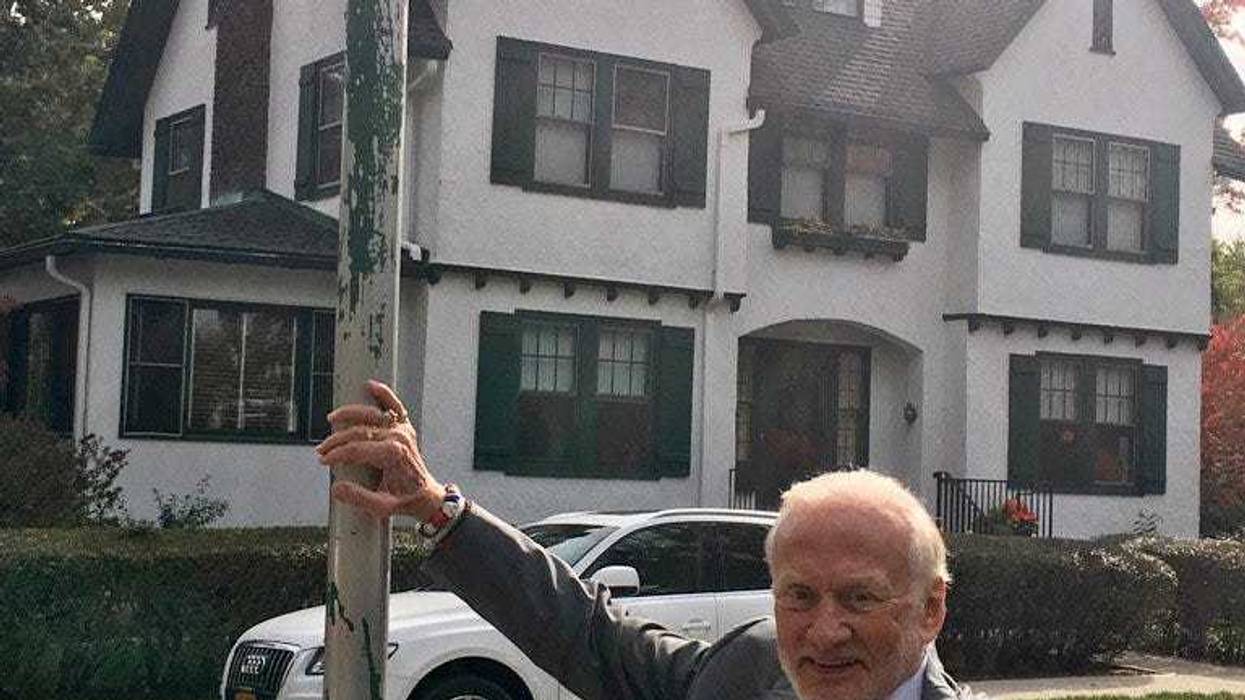 Buzz Aldrin at his childhood home in Montclair, N.J., in a photo he tweeted in 2015.