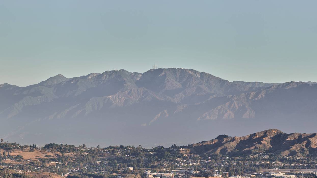 Buzzard's Peak and Mt. San Antonio Community College Campus with Mt. Wilson in the Background
