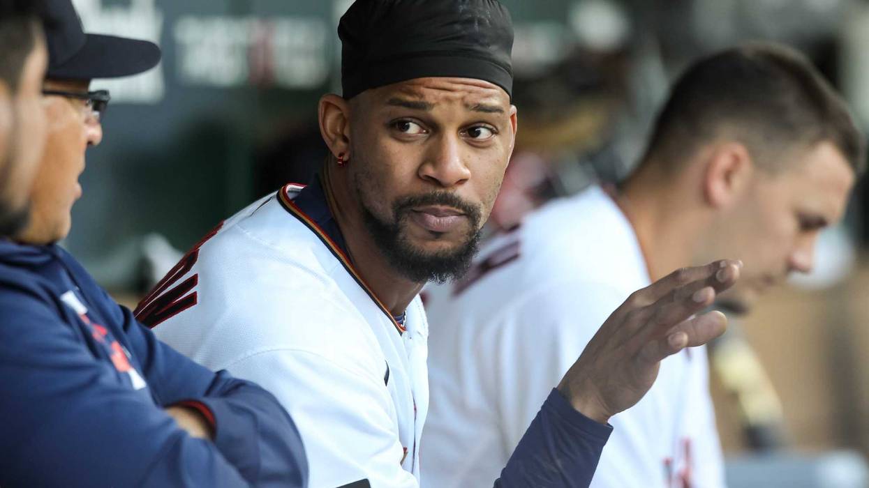 Byron Buxton in the dugout during win over Reds