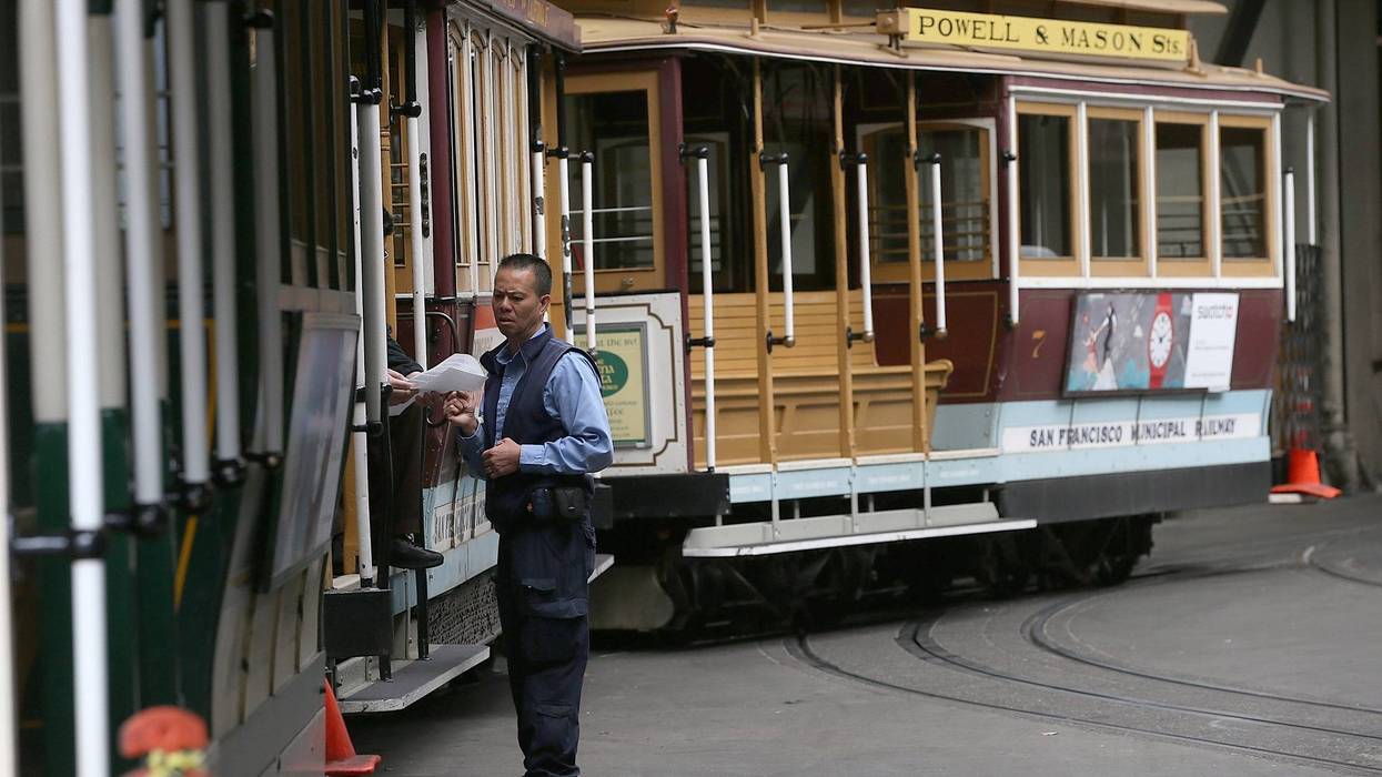 Cable Cars sit idle at the historic Cable Car Barn and Powerhouse on June 3, 2014 in San Francisco, California.