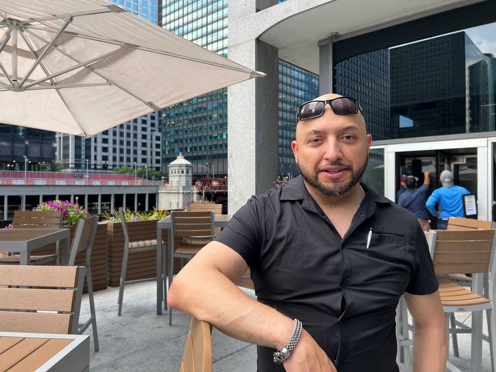 cafe worker on patio