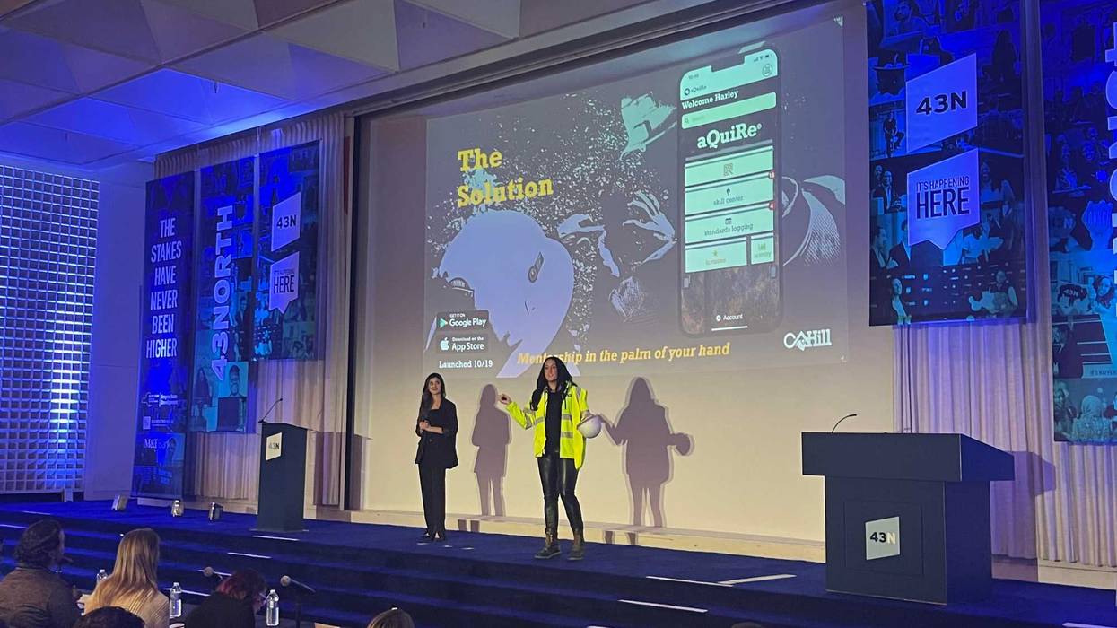 CAHill Tech presenting at the semi-finals of the 43 North competition at the Seneca One Auditorium in Buffalo, N.Y. (10/19/2022).