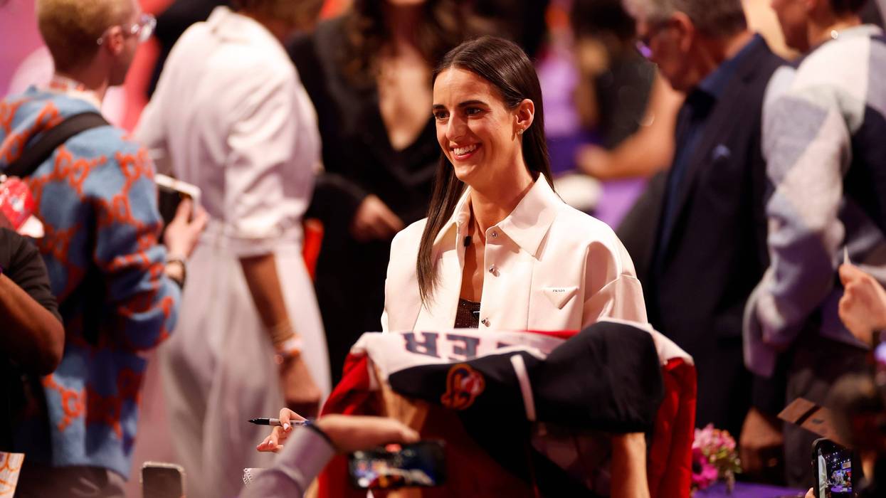 Caitlin Clark at the draft site