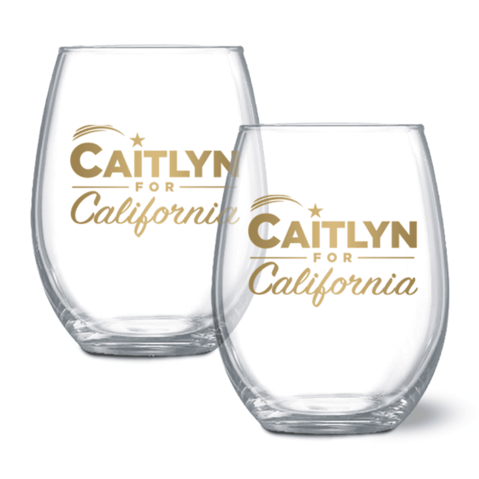 Caitlyn for California wine glasses (set of 2), $35