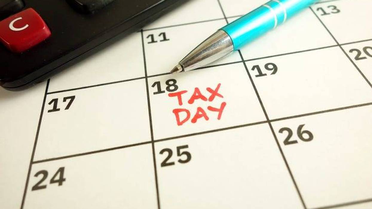 Calendar showing deadline day for filling income tax form - April 18, 2023