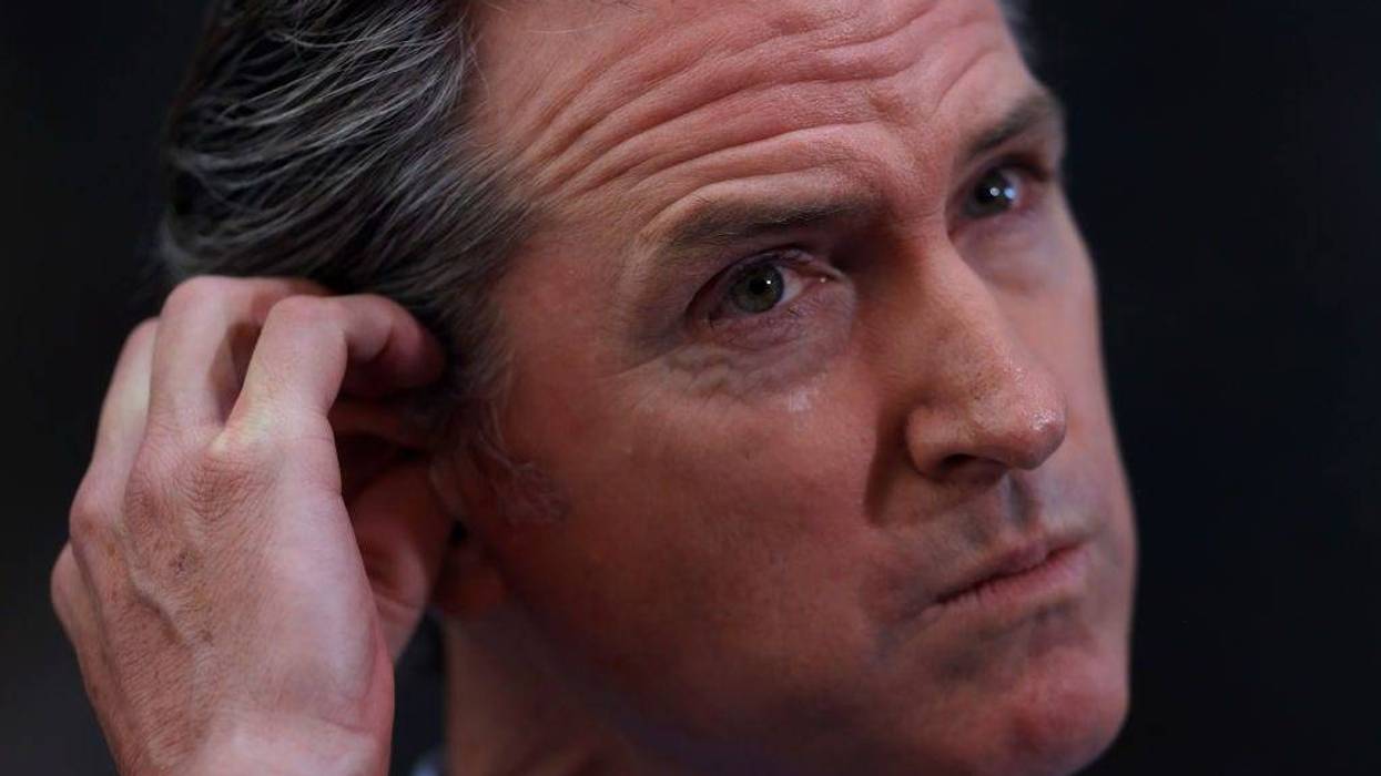 California Gov. Gavin Newsom looks on during a press conference at The Unity Council on May 10, 2021 in Oakland, California.