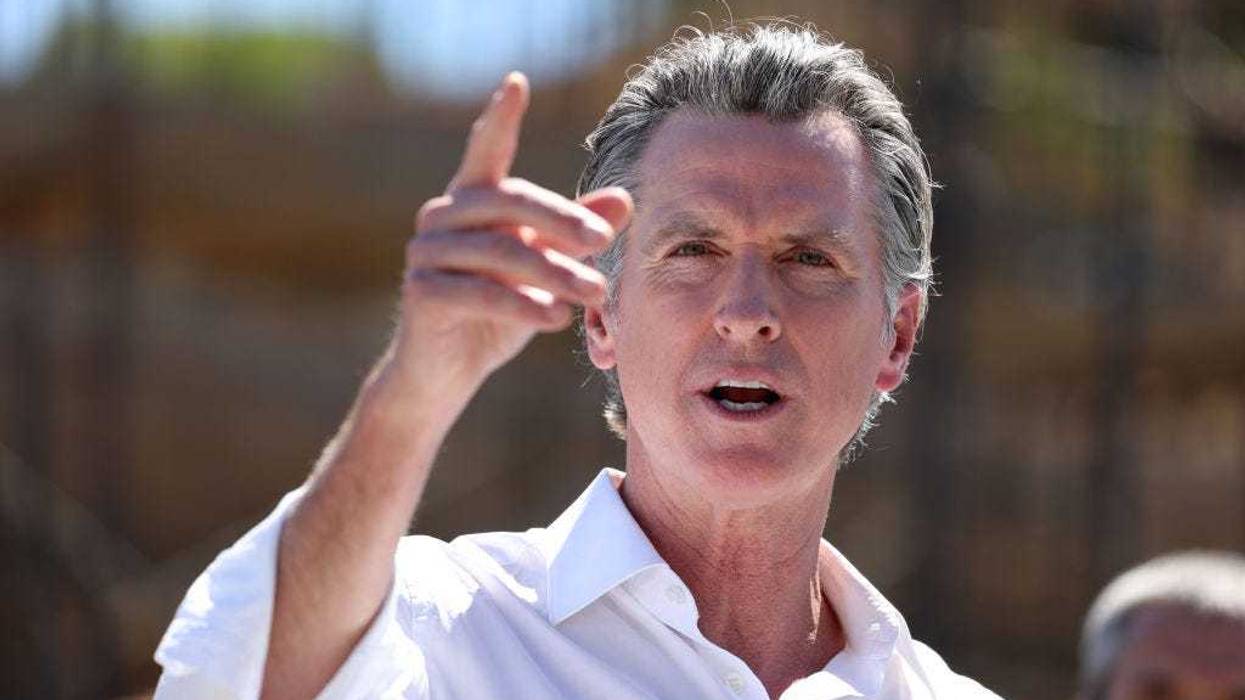 California Gov. Gavin Newsom speaks to reporters during a visit the Antioch Water Treatment Plant on August 11, 2022 in Antioch, California. California Gov. Gavin Newsom visited a desalination plant that is under construction at the Antioch Water Treatment Plant where he announced water supply actions that the state is taking to adapt to hotter, drier conditions caused by climate change. (Photo by Justin Sullivan/Getty Images)