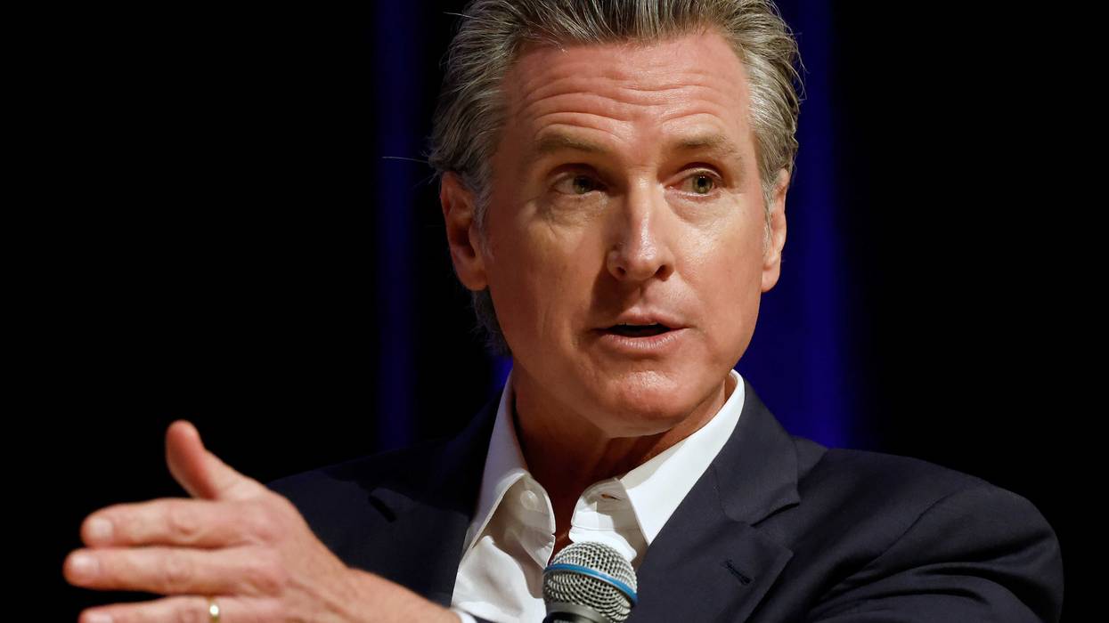California Governor Gavin Newsom speaks at East Los Angeles College on February 26, 2025 in Monterey Park, California.