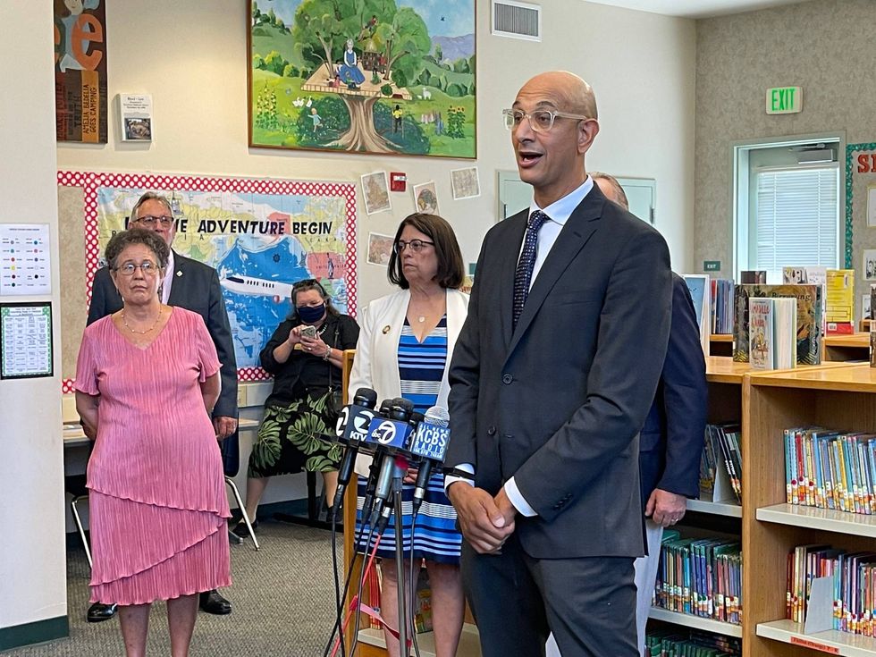 California Health and Human Services Secretary Dr. Mark Ghaly addresses reporters about the state