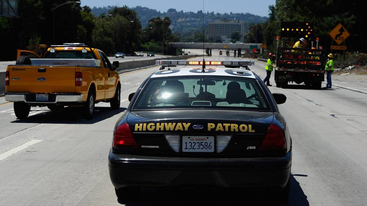 california highway patrol car on freeway