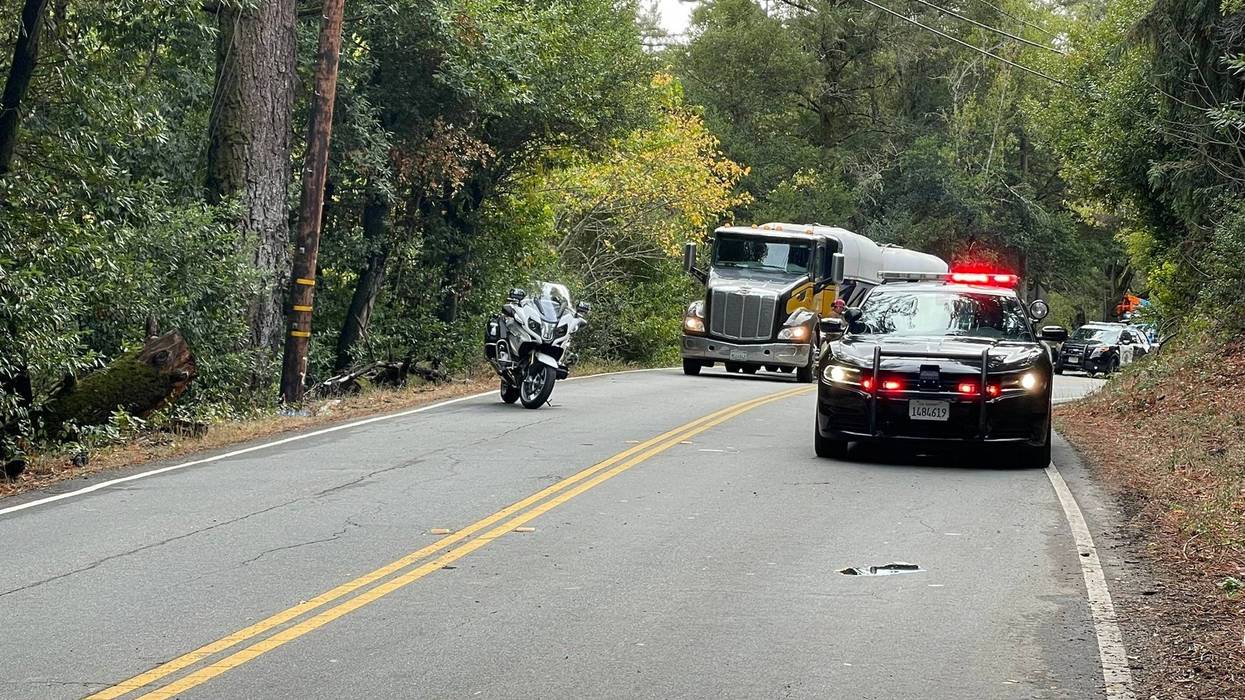 California Highway Patrol has closed a road in Santa Cruz County where a pickup truck driver was crushed to death.