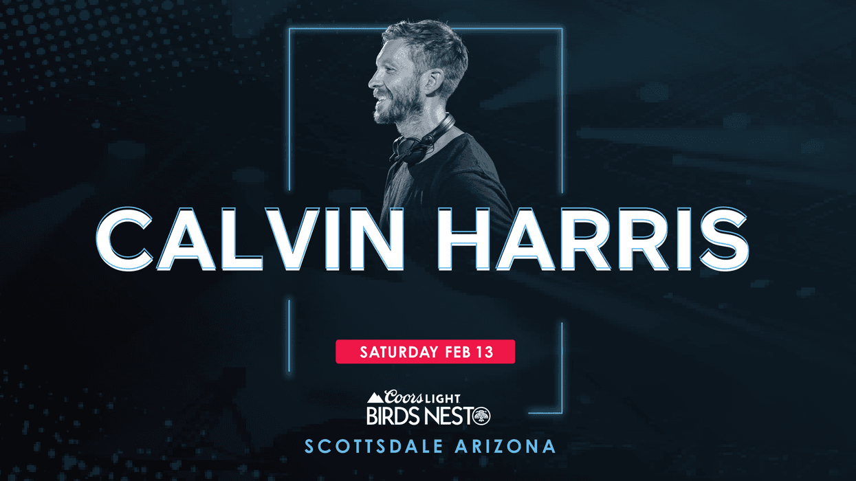 Calvin Harris DJ event poster for Birds Nest, Scottsdale, AZ, Feb 13. Coors Light sponsor.